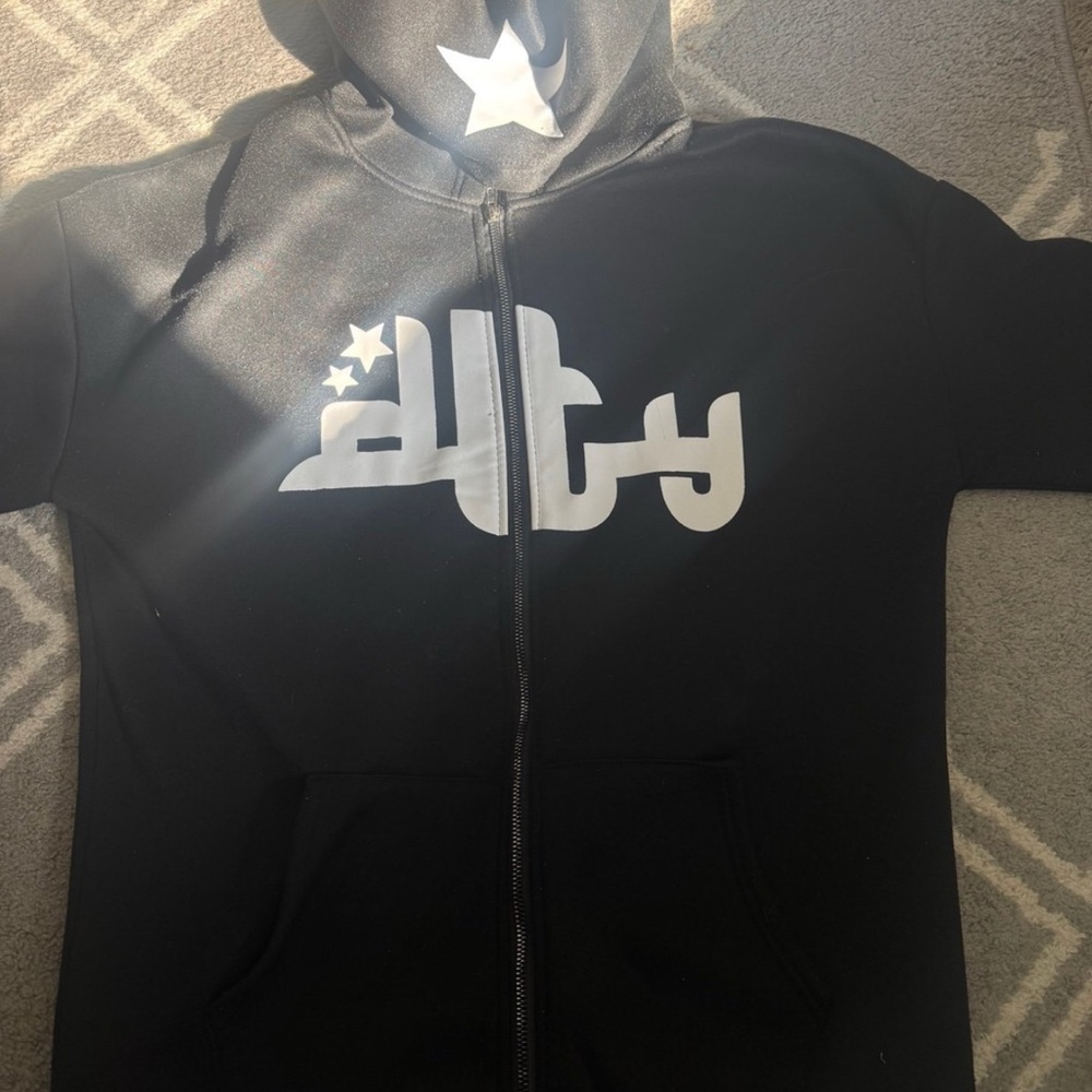 Y2K Black Hoodie with White Graphic